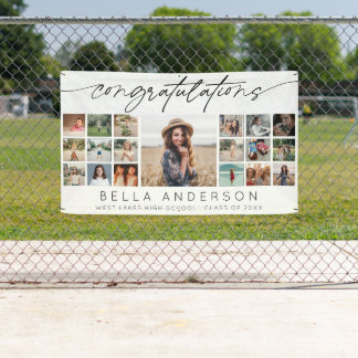 Banderoles Congratulations Graduation Script Photo Collage