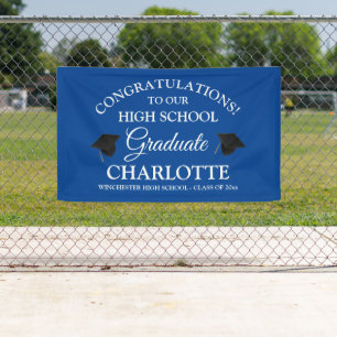 Banderoles Congratulations to our graduate blue custom text