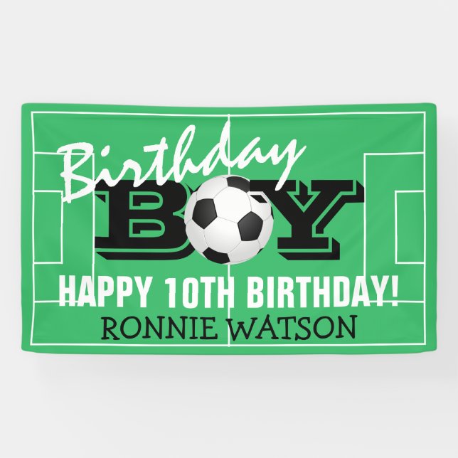 Banderoles Cool Anniversaire Boy Football Football Football | (Horizontal)