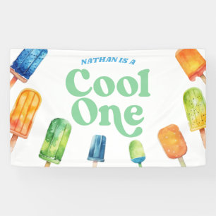 Banderoles Cool One Blue Retro Popsicle 1er anniversaire fête