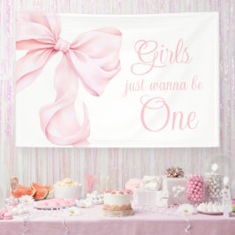 Banderoles Coquette Bow rose Fille 1er anniversaire
