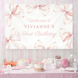 Banderoles Coquette Bow rose Fille 1er anniversaire