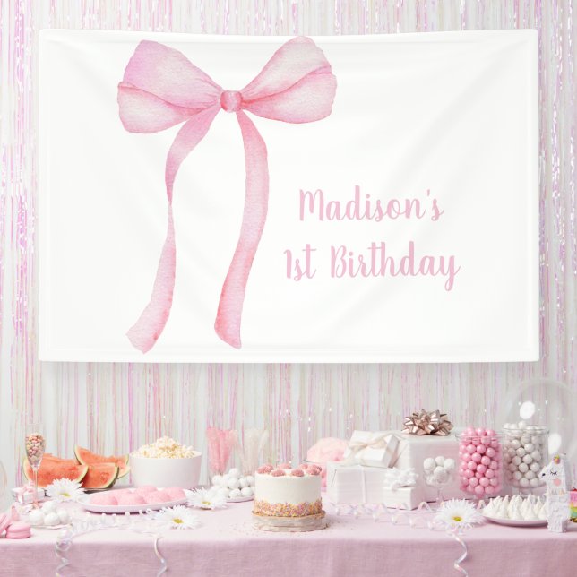 Banderoles Coquette Bow rose Premier anniversaire (Fête)