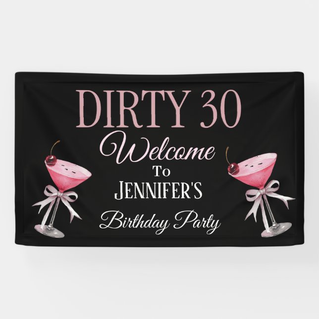Banderoles Coquette noire et rose 30 (Horizontal)