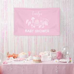Banderoles Coquette rose baby shower à main moderne