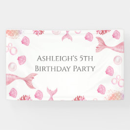 Banderoles Coral rose Sirène Thème Anniversaire