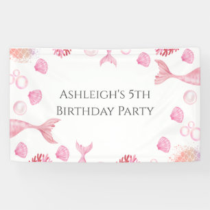 Banderoles Coral rose Sirène Thème Anniversaire