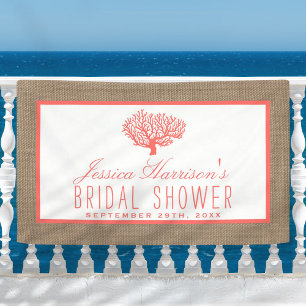 Banderoles Coral Tropical Plage Burlap Fête des mariées