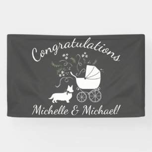 Banderoles Corgi Chien Baby shower Chien Chien Chien Gris Gri