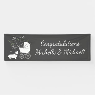 Banderoles Corgi Chien Baby shower Chien Chien Chien Gris Gri