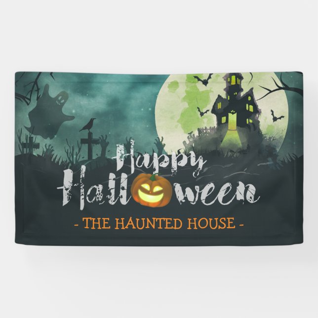 Banderoles Costume Maison Hantée éffrayante nuit Ciel Hallowe (Horizontal)