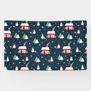 Banderoles Cosy Winter Night Village et Snowmen