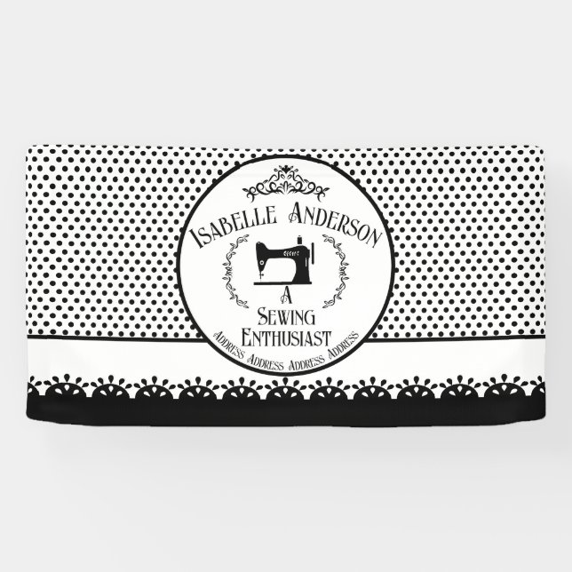 Banderoles Coudre l'enthousiaste noir blanc (Horizontal)