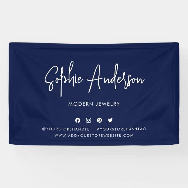 Banderoles Couleur personnalisée Script moderne Social Media  (Horizontal)