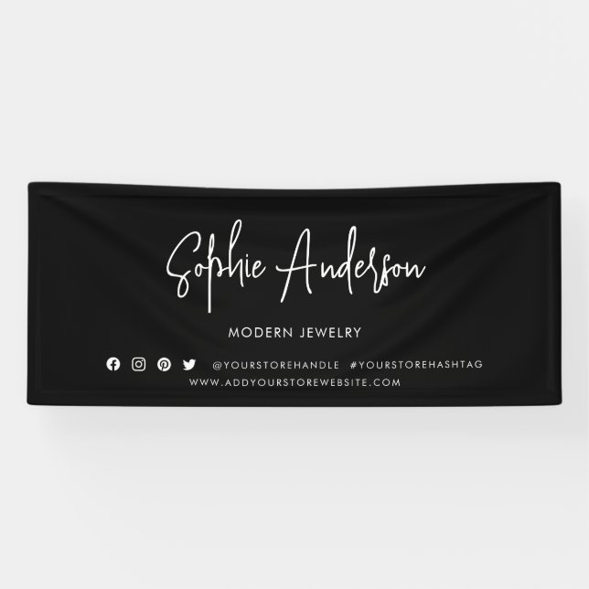 Banderoles Couleur personnalisée Script moderne Social Media  (Horizontal)