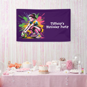 Banderoles Couleur Splash Volleyball Fille Anniversaire