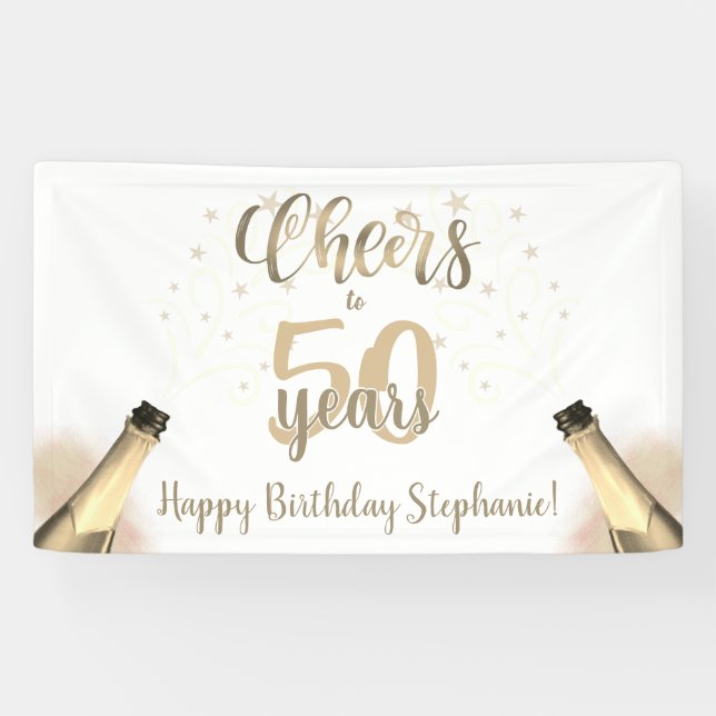 Banderoles COULEURS D'Anniversaire À # ANNÉES Champagne Gold  (Horizontal)