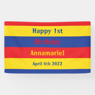 Banderoles Couleurs primaires Rouge Jaune Bleu 1er anniversai