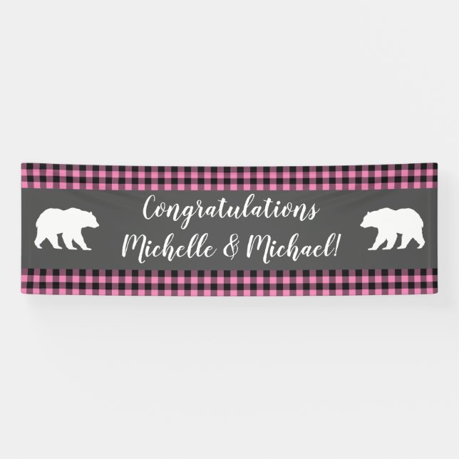 Banderoles Country Mama ours Baby shower fille rose (Horizontal)