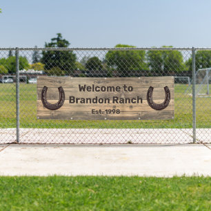 Banderoles Country Western Rustic Grange Bois fer à cheval Bi