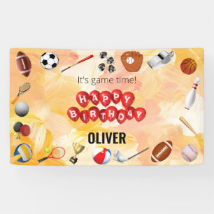 Banderoles Coup De Jeu Temps Sports Balls Anniversaire de enf