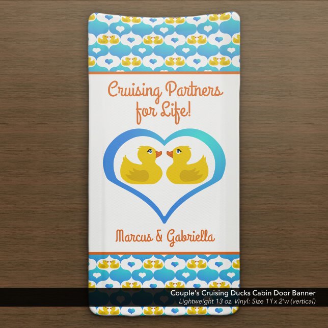 Banderoles Couple's Cruising Ducks Cabin Door Magnet (Couple's Cruising Ducks Cabin Door Banner–Customized with Your Names.)