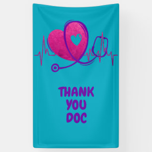 Banderoles Courbe cardiaque avec stéthoscope Médicale 2