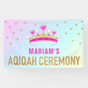 Banderoles Couronne de Princesse Rose Mignonne Aqiqah