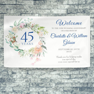 Banderoles Couronne de roses florales 45e 65e anniversaire de