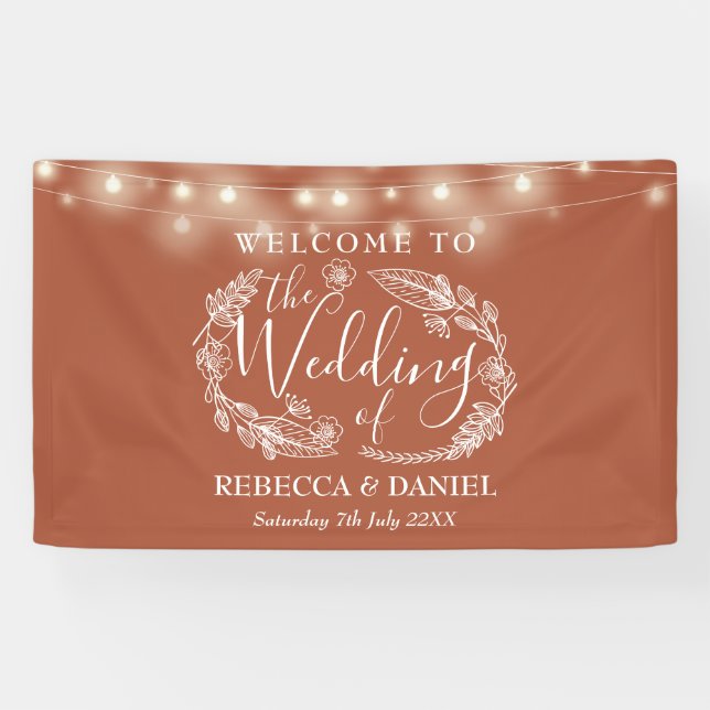 Banderoles Couronne florale en terre cuite pour mariage avec  (Horizontal)