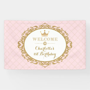 Banderoles Couronne princesse fête d'anniversaire rose Accuei