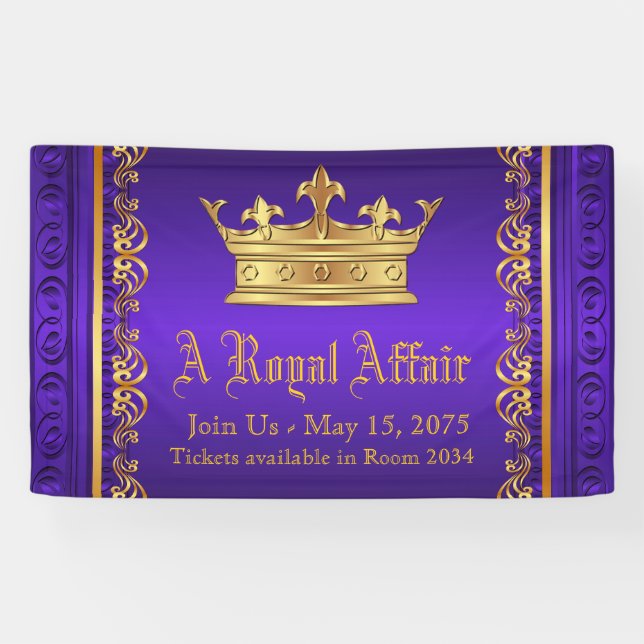 Banderoles Couronne royale d'or pourpre (Horizontal)
