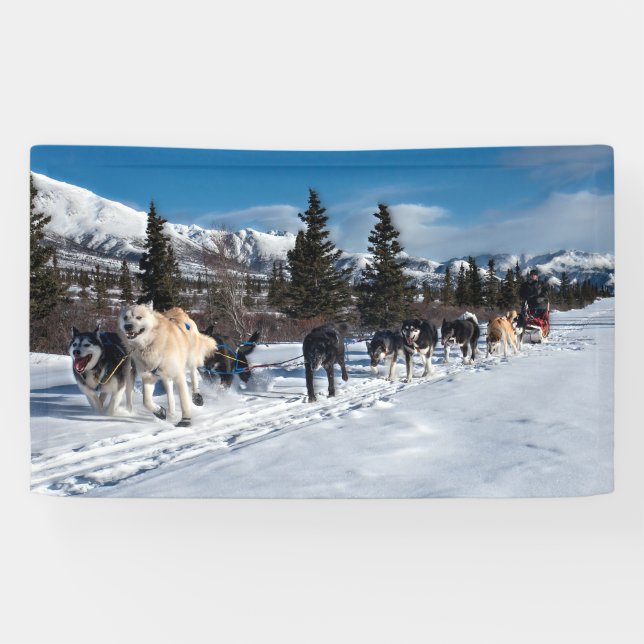 Banderoles Course de traîneau à chiens Husky de l'Alaska (Horizontal)