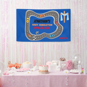 Banderoles Course Voitures Racetrack Baby Boy Dedication