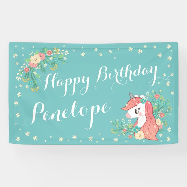 Banderoles Coutume florale Nam de joyeux anniversaire de (Horizontal)
