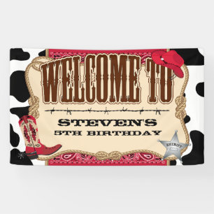 Banderoles Cowboy, anniversaire rouge, accueil