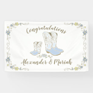 Banderoles Cowboy Baby shower Pays Western Blue Boy