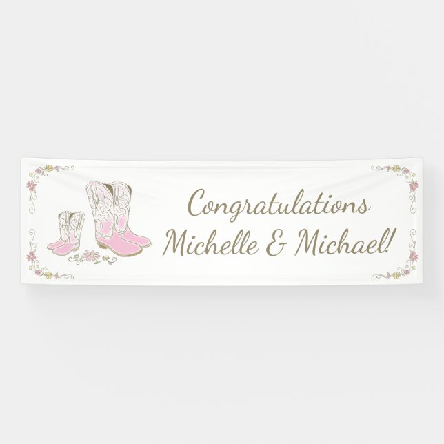 Banderoles Cowgirl Baby shower Pays Western Rose Girl (Horizontal)