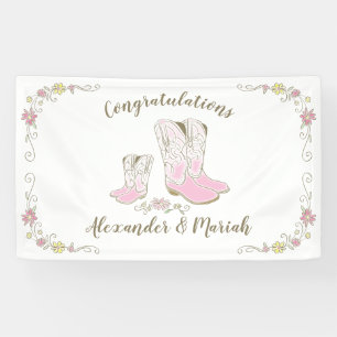 Banderoles Cowgirl Baby shower Pays Western Rose Girl