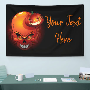 Banderoles Crâne d'Halloween et Citrouille