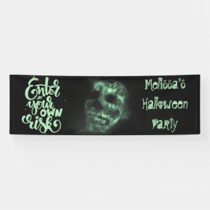 Banderoles Crâne rougeoyant de Halloween en vert