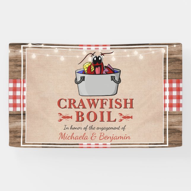 Banderoles Crawfish Boil Homard Rustic Engagement Party (Horizontal)