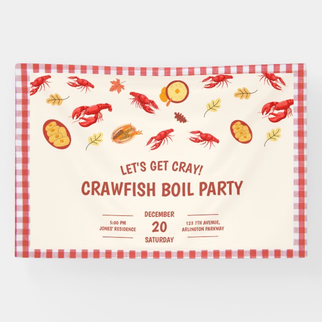 Banderoles Crawfish Boil Party fête de pique-nique (Horizontal)