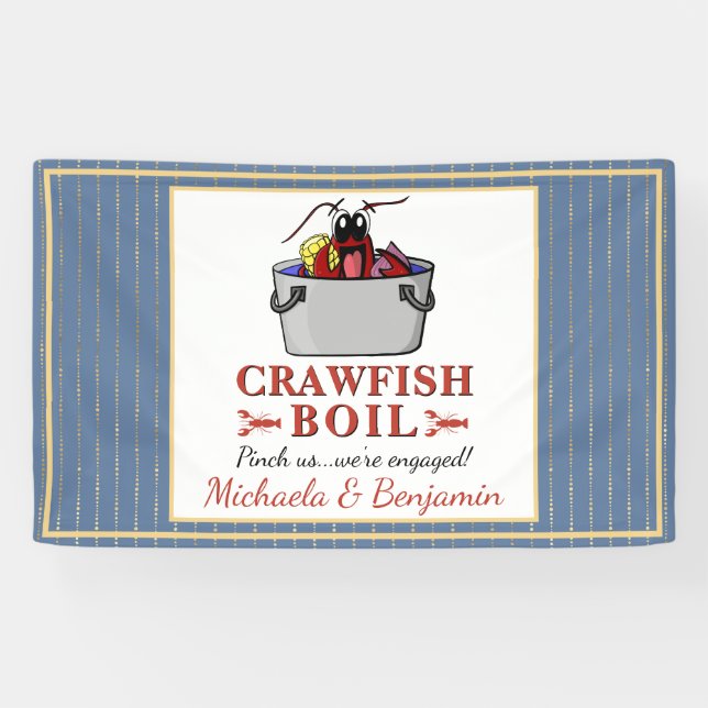 Banderoles Crawfish Boire de fruits de mer Blue Gold Party (Horizontal)
