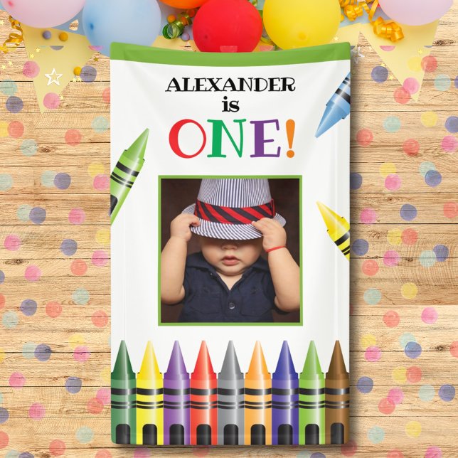 Banderoles Crayon Enfants 1ère fête d'anniversaire Photo (Créateur téléchargé)