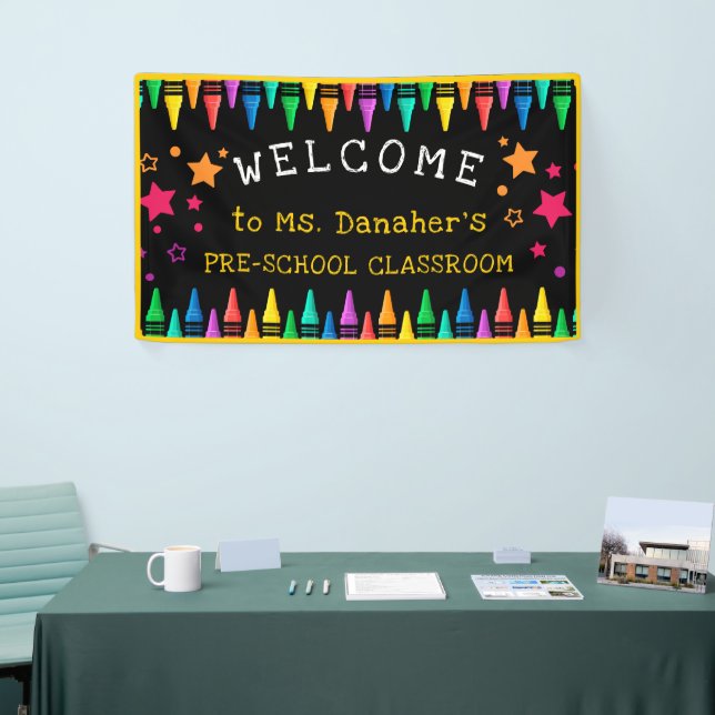 Banderoles Crayons Stars Colorful Welcome Teacher's Classroom (Salon professionnel)