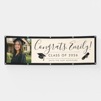 Banderoles CREAM & BLK 2026 | Graduation Banner with Photo
