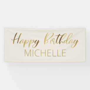 Banderoles Cream Gold Joyeux anniversaire