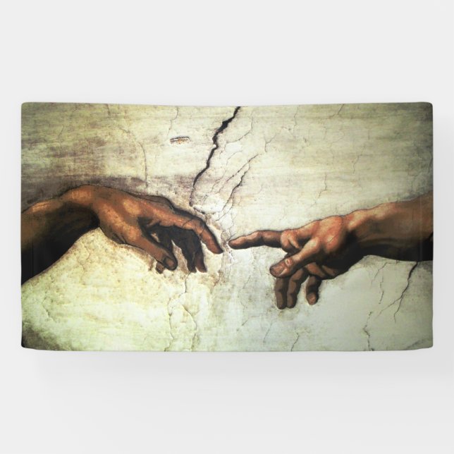Banderoles Création d'Adam - Mains Michelangelo 1475 - 1564 (Horizontal)