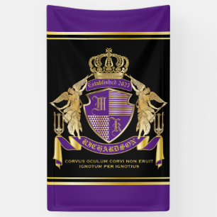 Banderoles Créez votre blason d'armoiries d'or mauve Emblèm